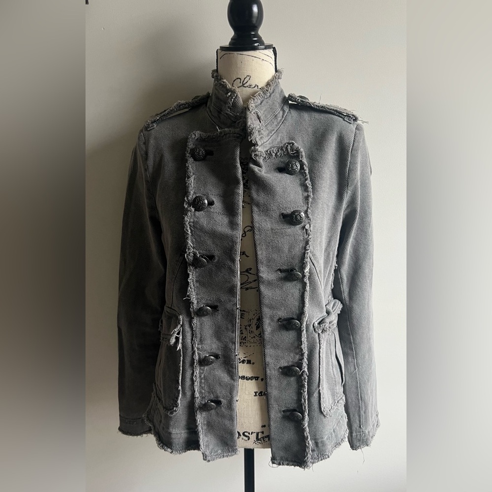 We The Free Distressed Gray Utility Jacket